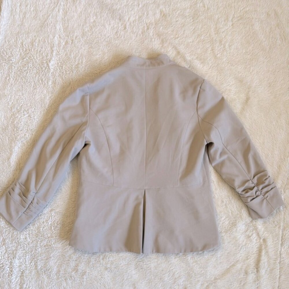 Beige Ruffle Silver Button Blazer - Picture 3 of 5